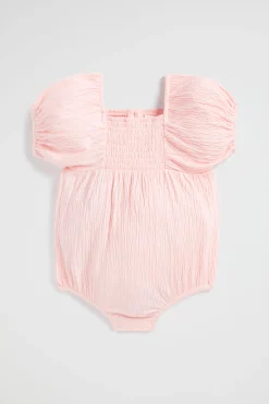 Baby Girl Seed Heritage Playsuits & Overalls-Textured Cotton Romper