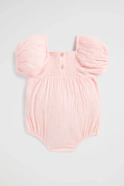 Baby Girl Seed Heritage Playsuits & Overalls-Textured Cotton Romper