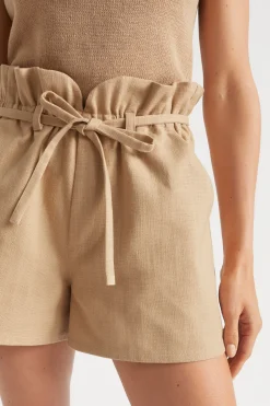 Woman Seed Heritage Shorts-Textured Paperbag Tie Short