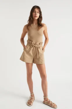 Woman Seed Heritage Shorts-Textured Paperbag Tie Short