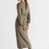 Woman Seed Heritage Knitwear & Sweaters-Tie Front Knit Midi Dress