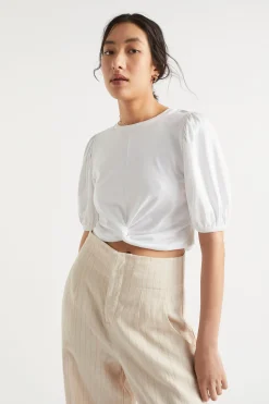 Woman Seed Heritage T-Shirts & Tops-Twist Front Blouson Sleeve Top