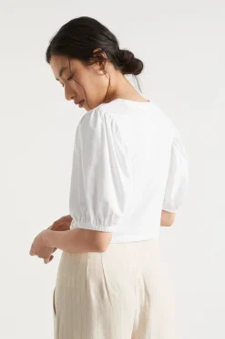 Woman Seed Heritage T-Shirts & Tops-Twist Front Blouson Sleeve Top