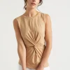 Woman Seed Heritage T-Shirts & Tops-Twist Front Cut Out Tank