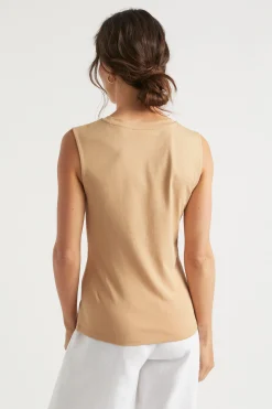 Woman Seed Heritage T-Shirts & Tops-Twist Front Cut Out Tank