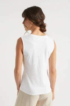 Woman Seed Heritage T-Shirts & Tops-Twist Front Cut Out Tank