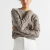 Woman Seed Heritage Knitwear & Sweaters-Twist Pom Pom Cable Knit
