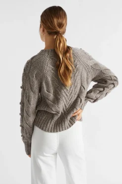 Woman Seed Heritage Knitwear & Sweaters-Twist Pom Pom Cable Knit