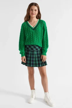 Teen Girl Seed Heritage Knitwear & Sweaters-V-Neck Cable Knit