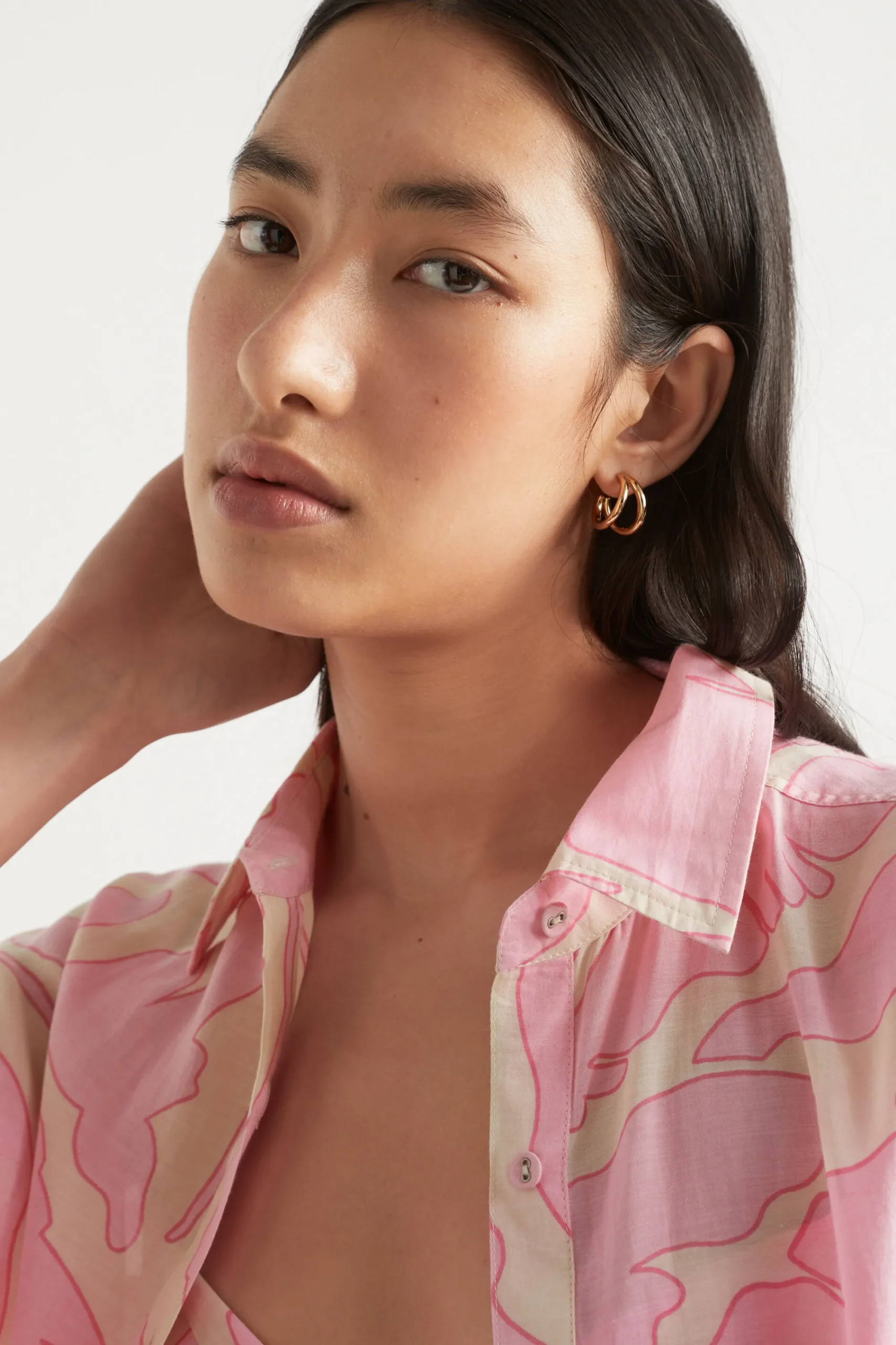 Woman Seed Heritage T-Shirts & Tops-Voile Floral Oversized Shirt