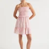 Woman Seed Heritage Dresses-Voile Floral Shirred Mini Dress