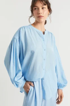 Woman Seed Heritage T-Shirts & Tops-Voile Gathered Shirt