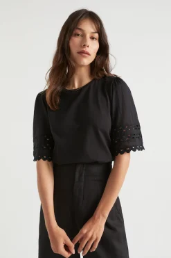 Woman Seed Heritage T-Shirts & Tops-Voile Sleeve Rik Rak Tee