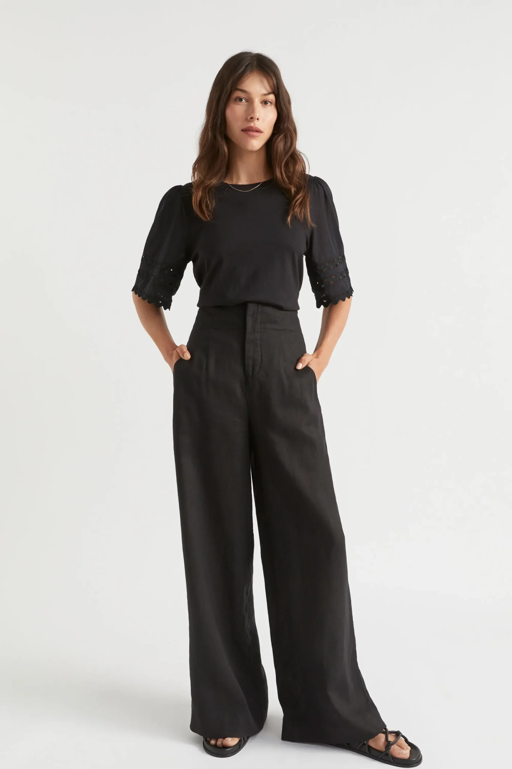 Woman Seed Heritage T-Shirts & Tops-Voile Sleeve Rik Rak Tee