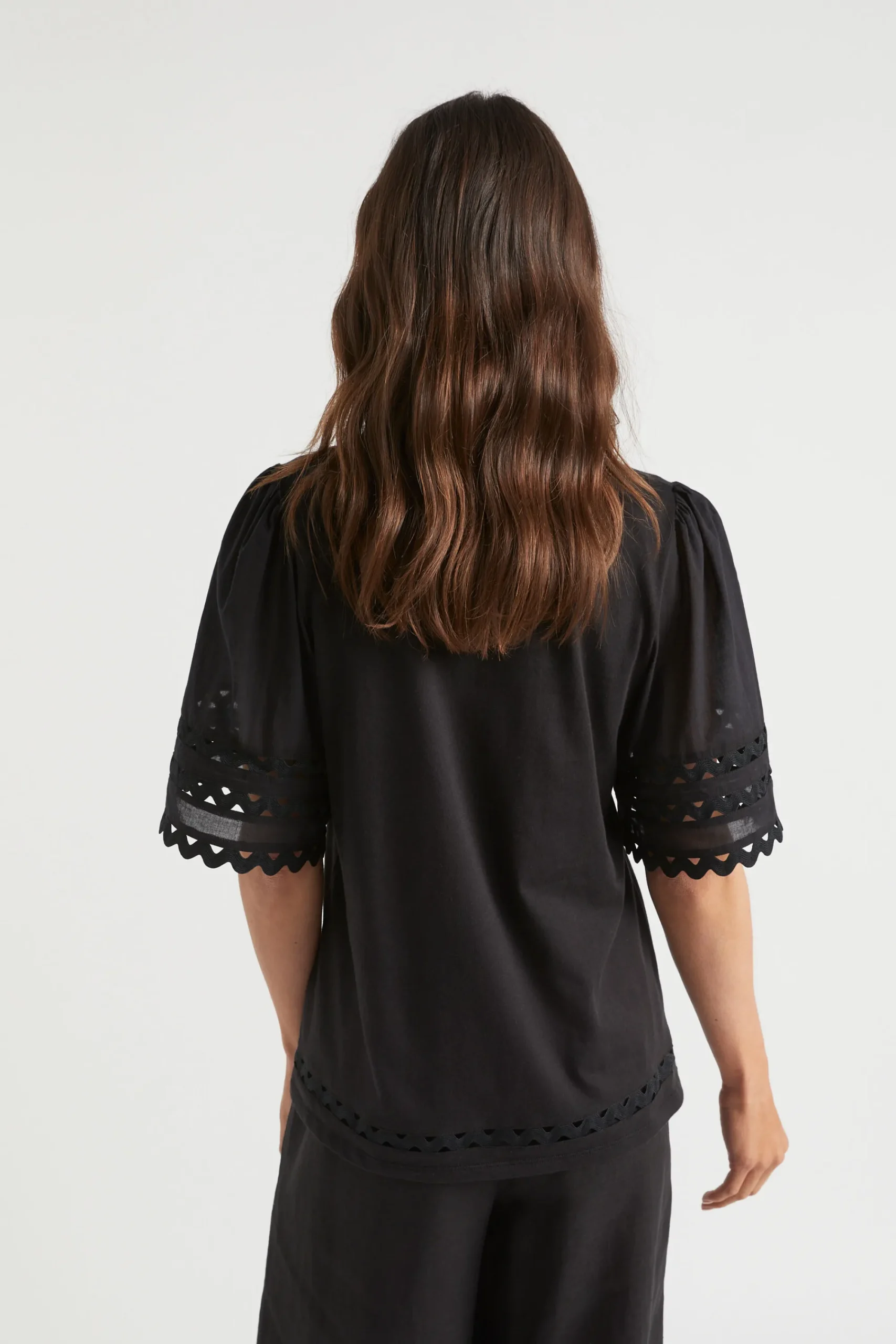 Woman Seed Heritage T-Shirts & Tops-Voile Sleeve Rik Rak Tee