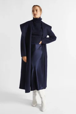 Woman Seed Heritage Jackets & Vests-Wool Blend Full Length Coat